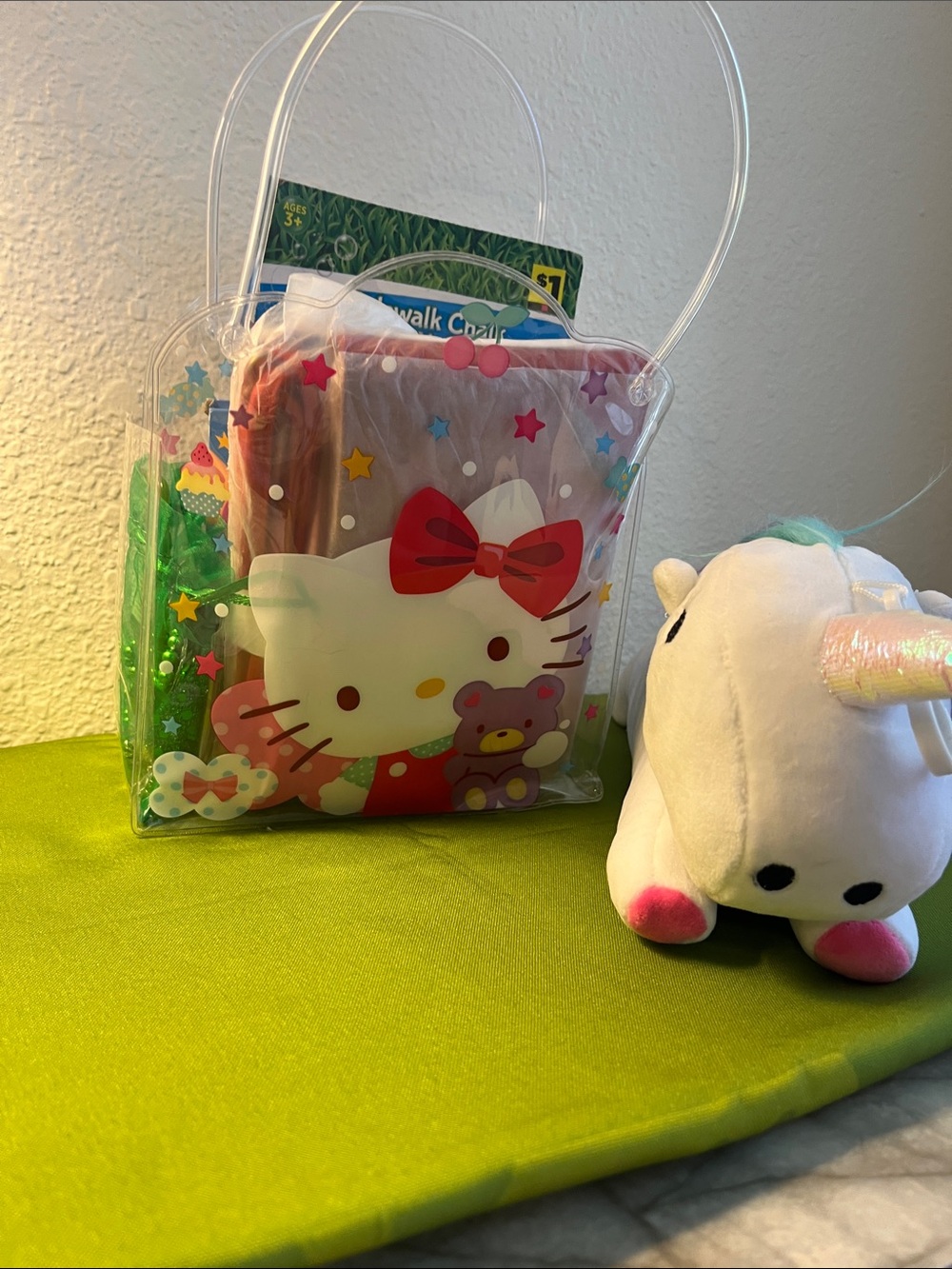 Hello Kitty Clear Tote Bag with Red Bow and Multicolor Stars filled up!